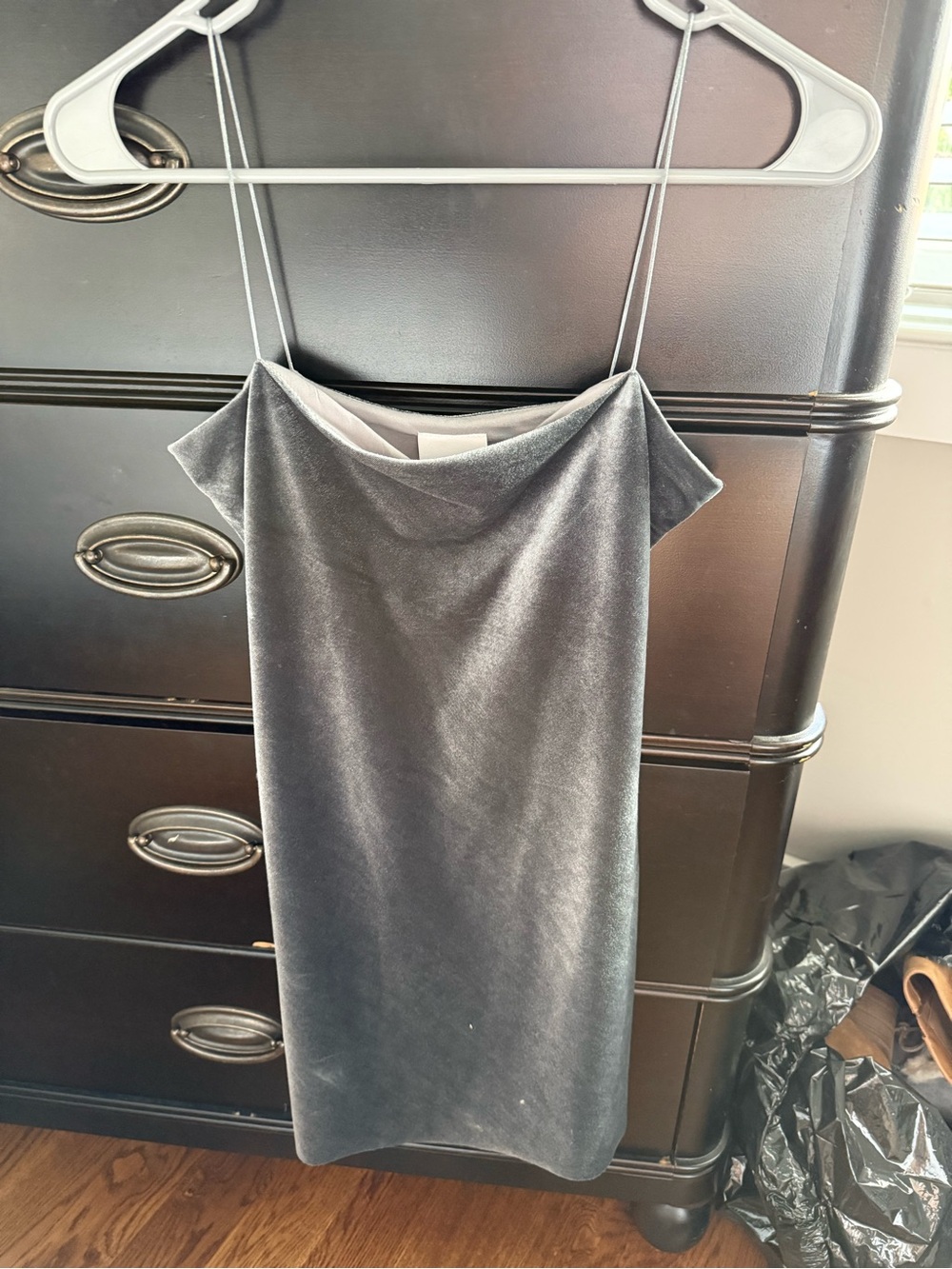 Skylar + Madison Silver Grey Velvet Mini Slip Dress
